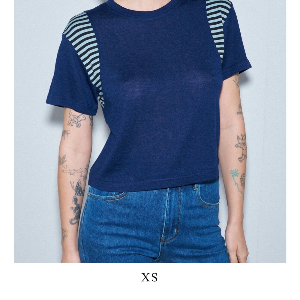 Fashion Brand Company Navy and Striped Tee
